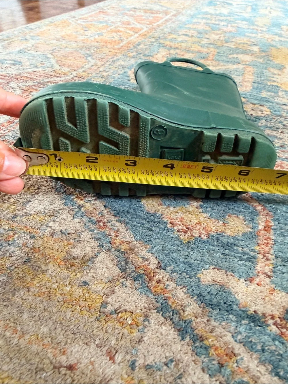 Lone Cone Rain Boots Kids Size 8 Hunter Green Rubber Pull On Waterproof Toddler